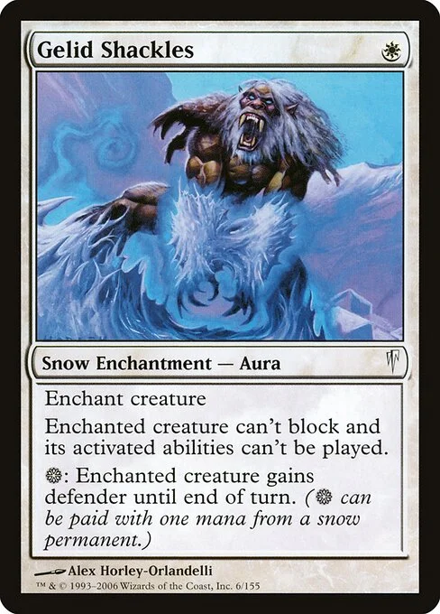 Gelid Shackles, carta Magic di tipo Snow Enchantment — Aura illustrata da Alex Horley-Orlandelli