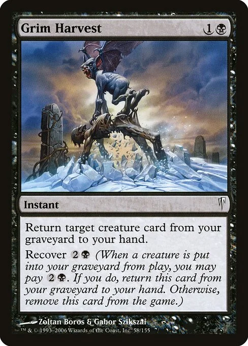 Grim Harvest, carta Magic di tipo Instant illustrata da Zoltan Boros & Gabor Szikszai