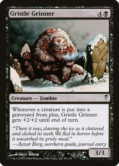 Gristle Grinner, carta Magic di tipo Creature — Zombie illustrata da Dave Allsop
