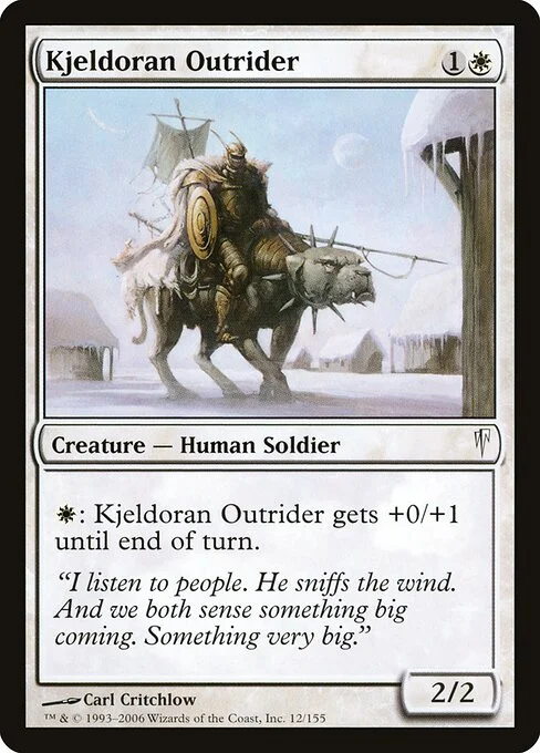 Kjeldoran Outrider, carta Magic di tipo Creature — Human Soldier illustrata da Carl Critchlow