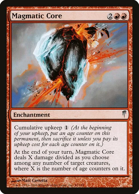 Magmatic Core, carta Magic di tipo Enchantment illustrata da Matt Cavotta