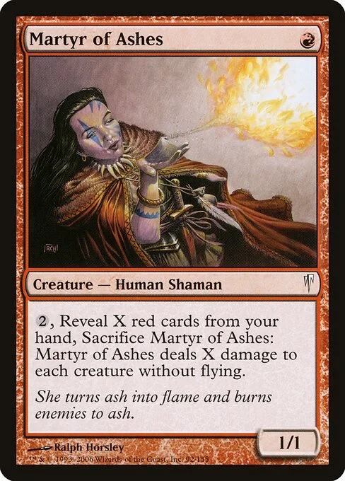 Martyr of Ashes, carta Magic di tipo Creature — Human Shaman illustrata da Ralph Horsley