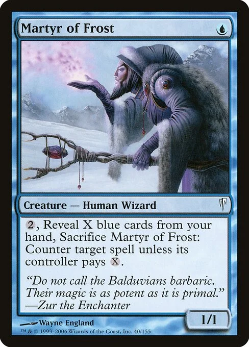 Martyr of Frost, carta Magic di tipo Creature — Human Wizard illustrata da Wayne England