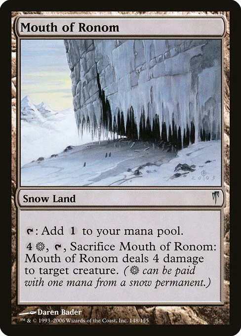 Mouth of Ronom, carta Magic di tipo Snow Land illustrata da Daren Bader