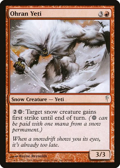 Ohran Yeti, carta Magic di tipo Snow Creature — Yeti illustrata da Wayne Reynolds