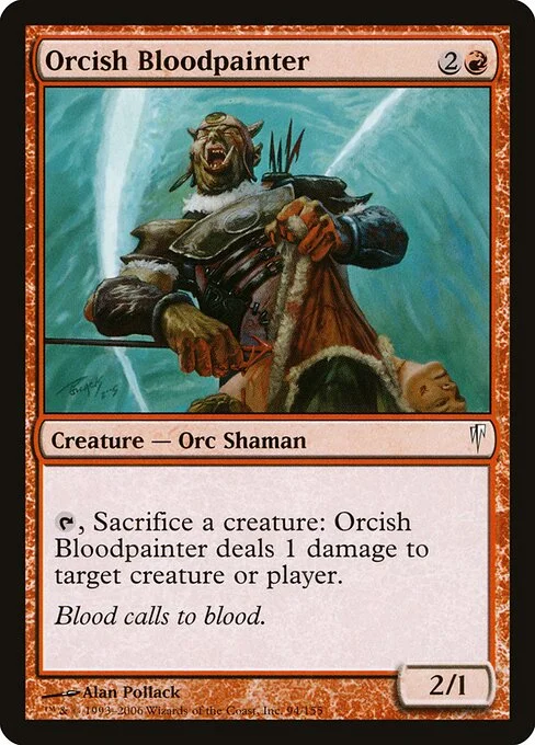 Orcish Bloodpainter, carta Magic di tipo Creature — Orc Shaman illustrata da Alan Pollack