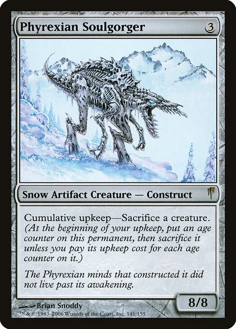 Phyrexian Soulgorger, carta Magic di tipo Snow Artifact Creature — Phyrexian Construct illustrata da Brian Snõddy