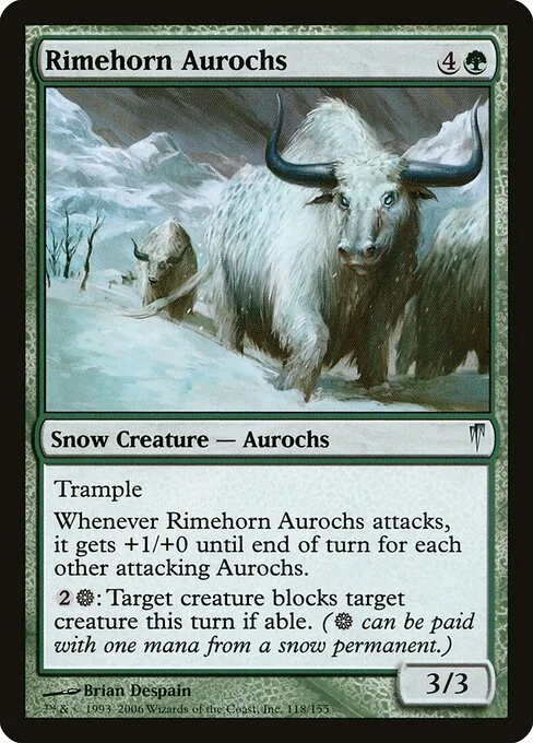 Rimehorn Aurochs, carta Magic di tipo Snow Creature — Aurochs illustrata da Brian Despain
