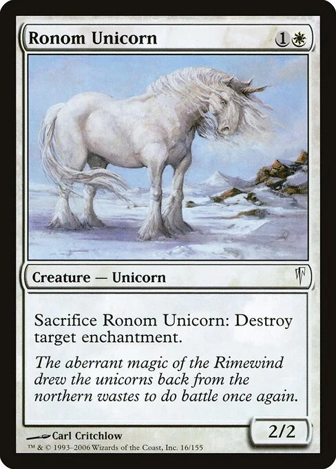 Ronom Unicorn, carta Magic di tipo Creature — Unicorn illustrata da Carl Critchlow