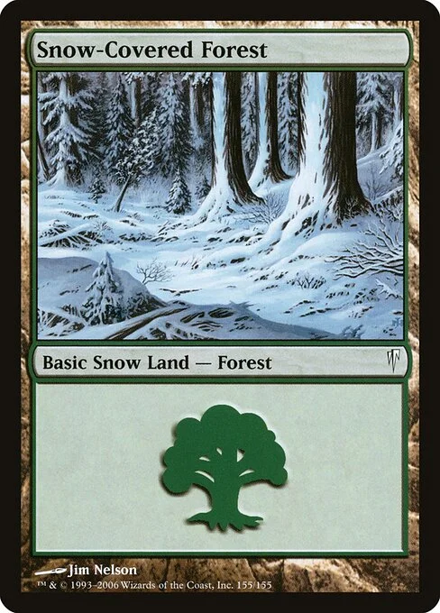 Snow-Covered Forest, carta Magic di tipo Basic Snow Land — Forest illustrata da Jim Nelson