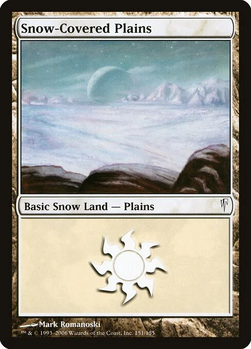 Snow-Covered Plains, carta Magic di tipo Basic Snow Land — Plains illustrata da Mark Romanoski