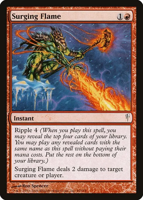 Surging Flame, carta Magic di tipo Instant illustrata da Ron Spencer