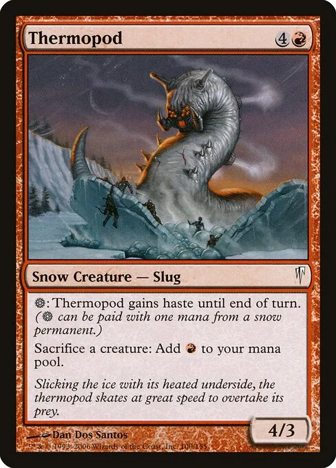 Thermopod, carta Magic di tipo Snow Creature — Slug illustrata da Dan Dos Santos