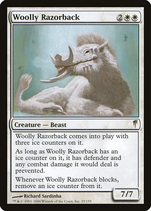 Woolly Razorback, carta Magic di tipo Creature — Boar Beast illustrata da Richard Sardinha