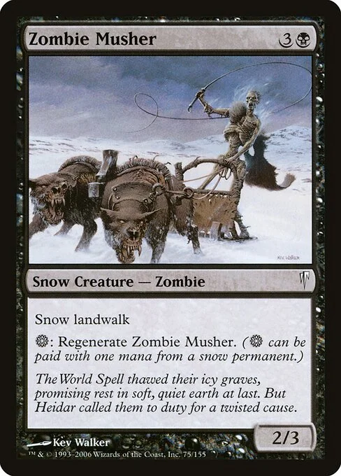 Zombie Musher, carta Magic di tipo Snow Creature — Zombie illustrata da Kev Walker