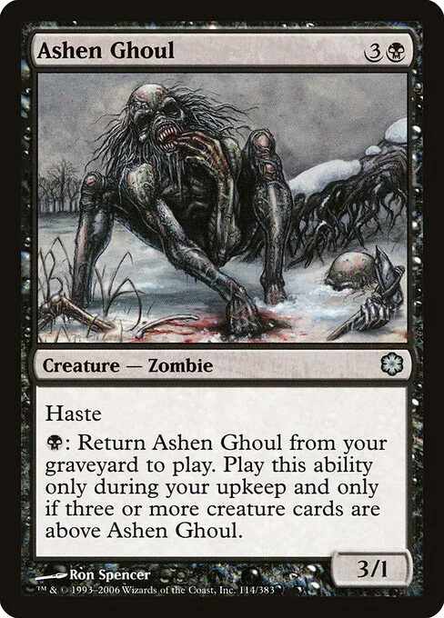 Ashen Ghoul, carta Magic di tipo Creature — Zombie illustrata da Ron Spencer