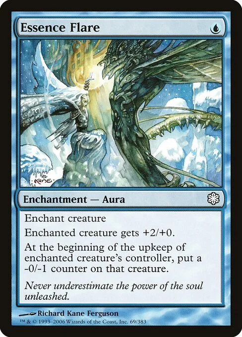 Essence Flare, carta Magic di tipo Enchantment — Aura illustrata da Richard Kane Ferguson