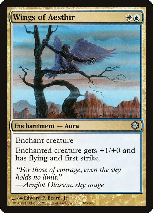Wings of Aesthir, carta Magic di tipo Enchantment — Aura illustrata da Edward P. Beard, Jr.