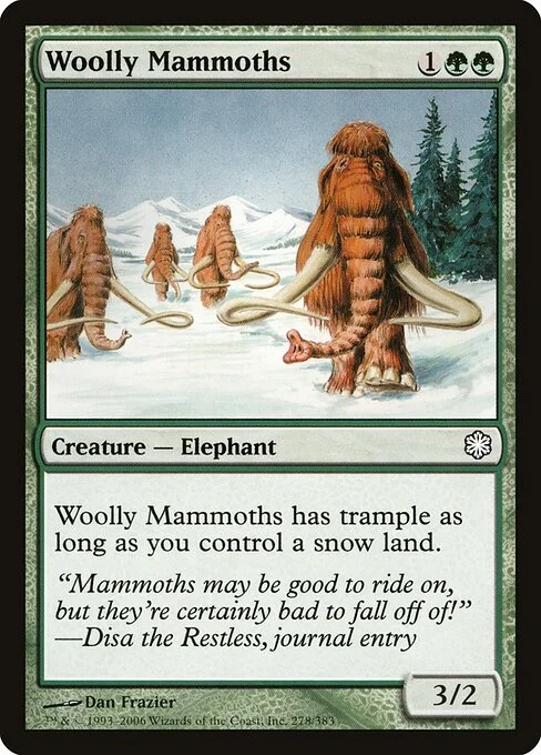 Woolly Mammoths, carta Magic di tipo Creature — Elephant illustrata da Dan Frazier
