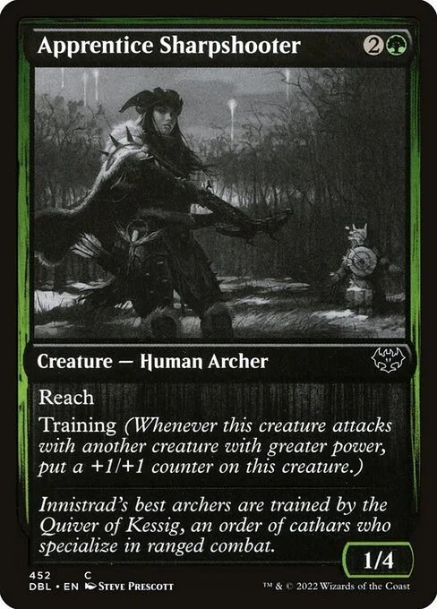Apprentice Sharpshooter, carta Magic di tipo Creature — Human Archer illustrata da Steve Prescott