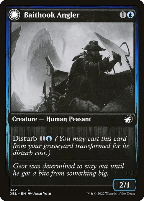Baithook Angler // Hook-Haunt Drifter, carta Magic di tipo Creature — Human Peasant // Creature — Spirit illustrata da Uriah Voth