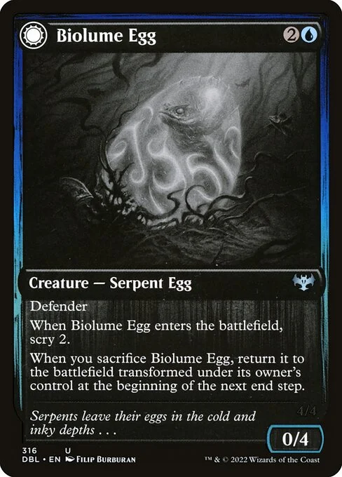 Biolume Egg // Biolume Serpent, carta Magic di tipo Creature — Serpent Egg // Creature — Serpent illustrata da Filip Burburan