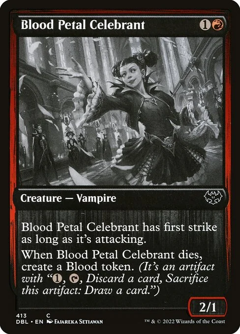 Blood Petal Celebrant, carta Magic di tipo Creature — Vampire illustrata da Fajareka Setiawan