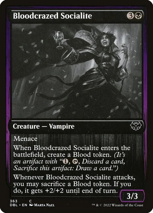 Bloodcrazed Socialite, carta Magic di tipo Creature — Vampire illustrata da Marta Nael