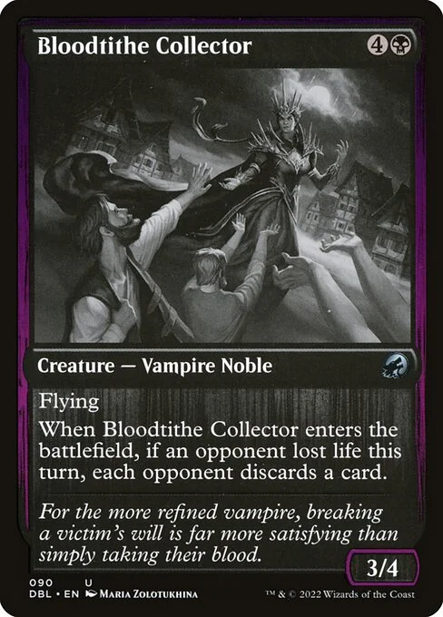 Bloodtithe Collector, carta Magic di tipo Creature — Vampire Noble illustrata da Maria Zolotukhina