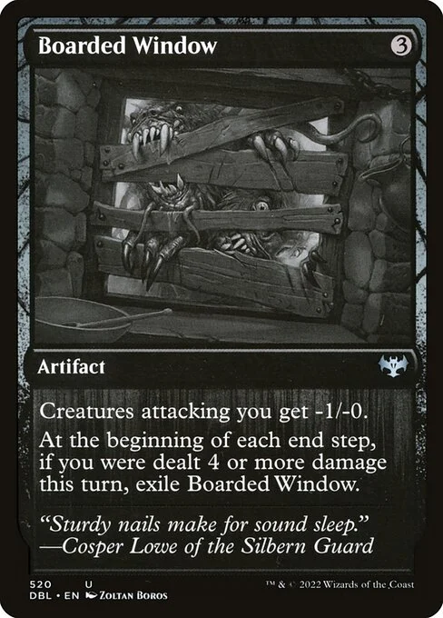Boarded Window, carta Magic di tipo Artifact illustrata da Zoltan Boros