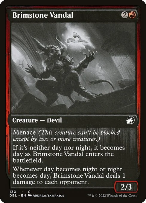 Brimstone Vandal, carta Magic di tipo Creature — Devil illustrata da Andreas Zafiratos