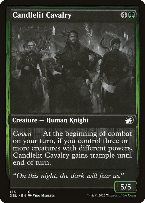 Candlelit Cavalry, carta Magic di tipo Creature — Human Knight illustrata da Viko Menezes