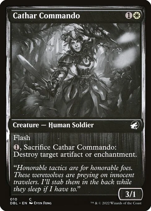 Cathar Commando, carta Magic di tipo Creature — Human Soldier illustrata da Evyn Fong