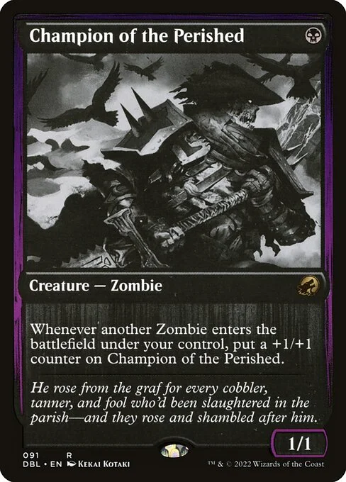 Champion of the Perished, carta Magic di tipo Creature — Zombie illustrata da Kekai Kotaki