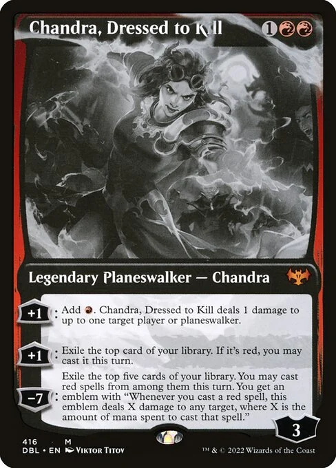 Chandra, Dressed to Kill, carta Magic di tipo Legendary Planeswalker — Chandra illustrata da Viktor Titov