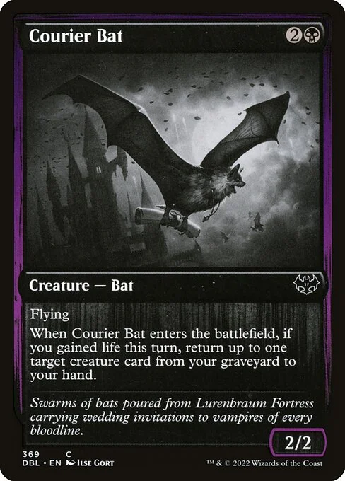 Courier Bat, carta Magic di tipo Creature — Bat illustrata da Ilse Gort