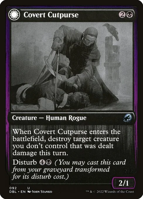 Covert Cutpurse // Covetous Geist, carta Magic di tipo Creature — Human Rogue // Creature — Spirit Rogue illustrata da John Stanko