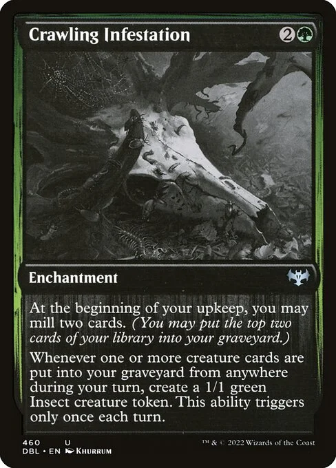 Crawling Infestation, carta Magic di tipo Enchantment illustrata da Khurrum