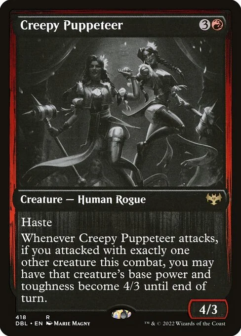 Creepy Puppeteer, carta Magic di tipo Creature — Human Rogue illustrata da Marie Magny