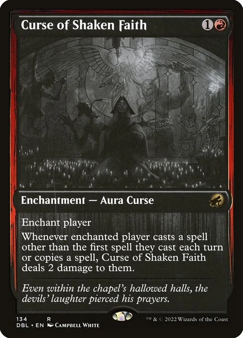 Curse of Shaken Faith, carta Magic di tipo Enchantment — Aura Curse illustrata da Campbell White