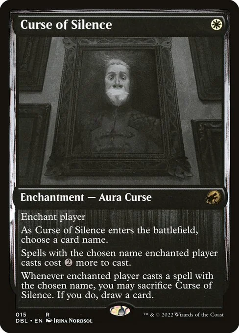 Curse of Silence, carta Magic di tipo Enchantment — Aura Curse illustrata da Irina Nordsol
