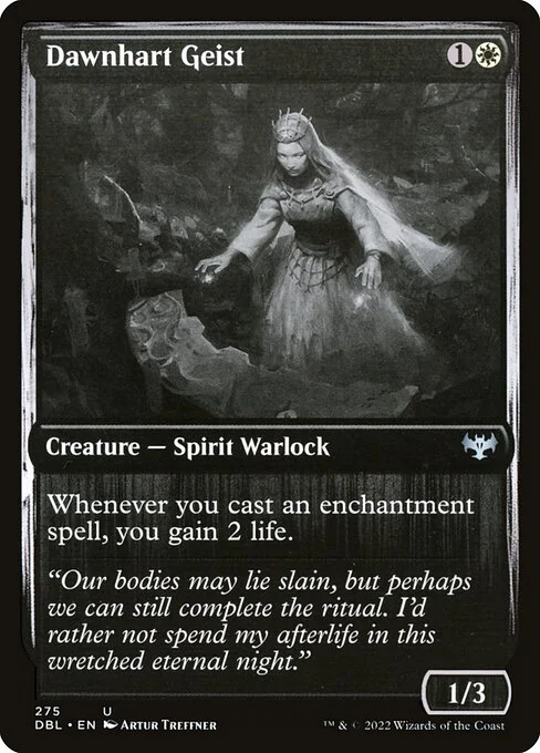 Dawnhart Geist, carta Magic di tipo Creature — Spirit Warlock illustrata da Artur Treffner