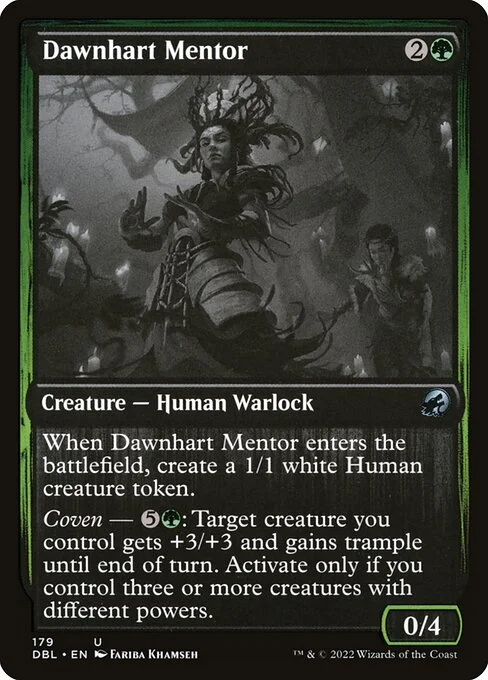 Dawnhart Mentor, carta Magic di tipo Creature — Human Warlock illustrata da Fariba Khamseh
