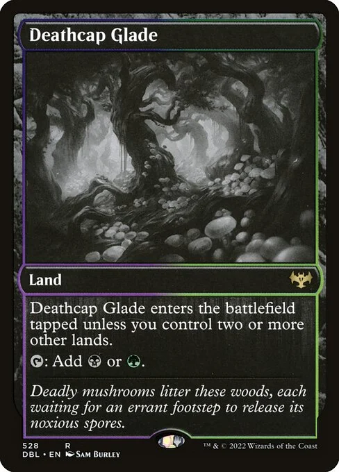 Deathcap Glade, carta Magic di tipo Land illustrata da Sam Burley