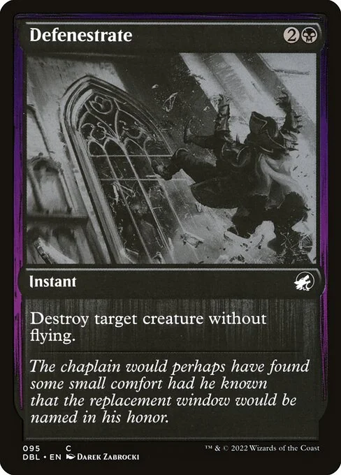 Defenestrate, carta Magic di tipo Instant illustrata da Darek Zabrocki
