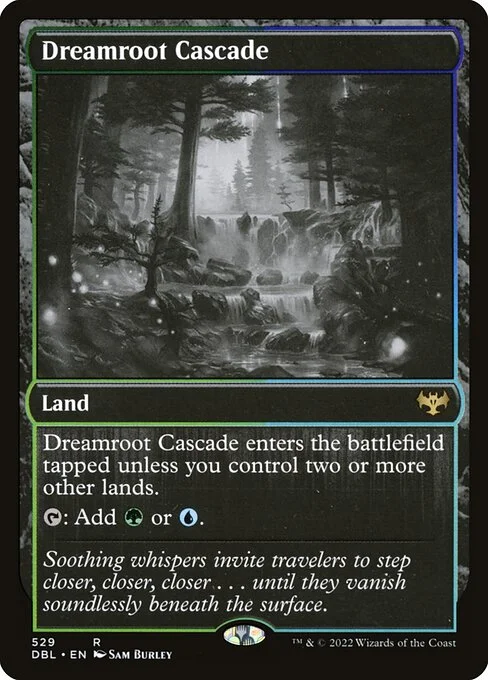 Dreamroot Cascade, carta Magic di tipo Land illustrata da Sam Burley