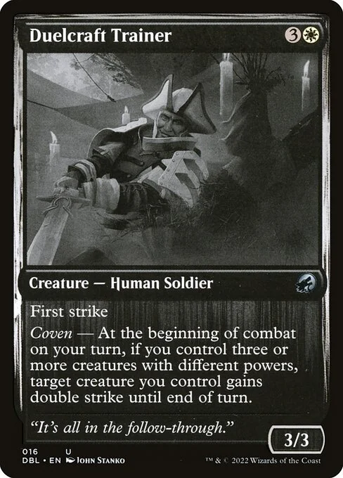 Duelcraft Trainer, carta Magic di tipo Creature — Human Soldier illustrata da John Stanko