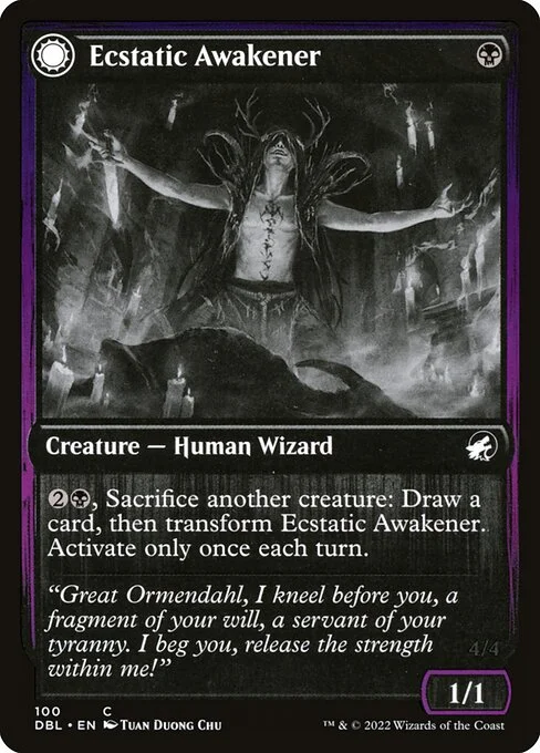 Ecstatic Awakener // Awoken Demon, carta Magic di tipo Creature — Human Wizard // Creature — Demon illustrata da Tuan Duong Chu