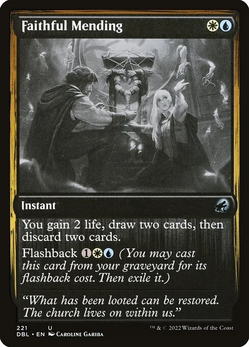 Faithful Mending, carta Magic di tipo Instant illustrata da Caroline Gariba