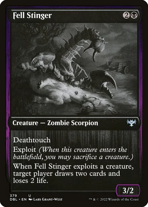 Fell Stinger, carta Magic di tipo Creature — Zombie Scorpion illustrata da Lars Grant-West